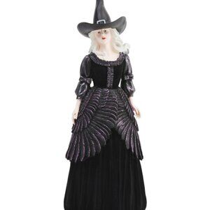 Authentique Spooky Night Witch Figurine In Velvet Dress - NIB